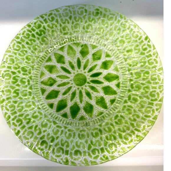 "SYDENSTRICKER"Green Cakeplate, Fused Glass,Collectable,Cape Cod Artist - Picture 2 of 8